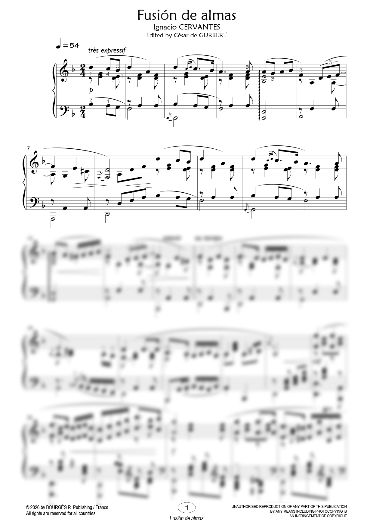 Fusión del alma Piano Sheet Music from César de Gurbert