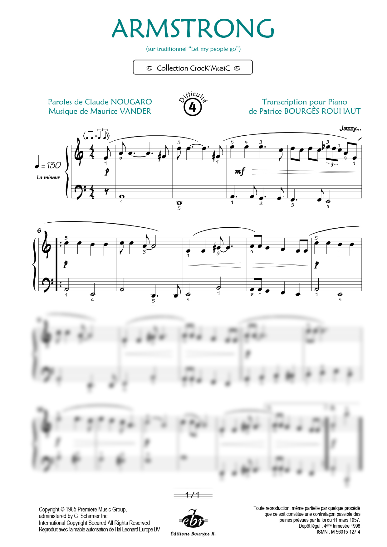 Armstrong Piano Sheet Music from Editions Bourgès R.