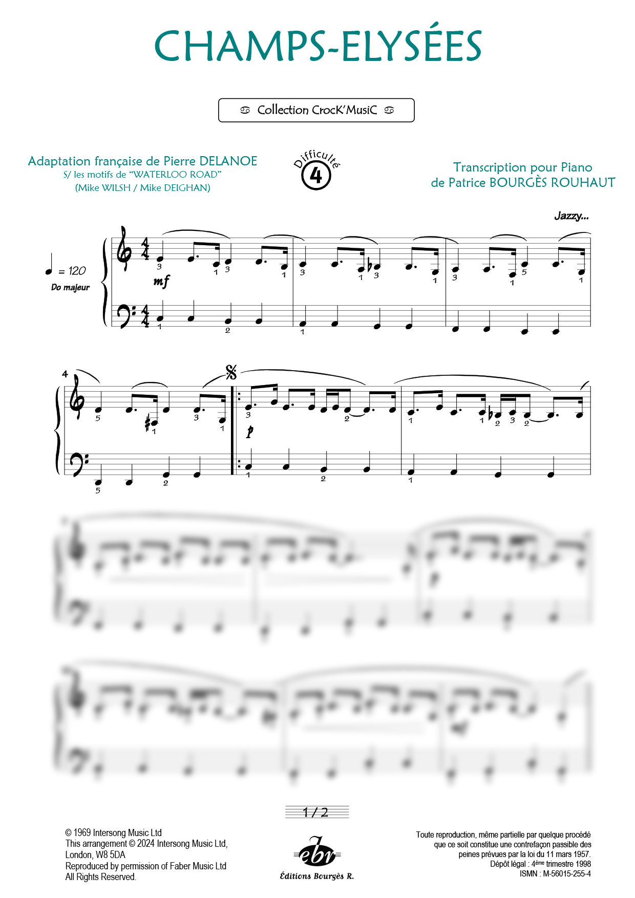 Champs-Élysées Piano Sheet Music from Editions Bourgès R.