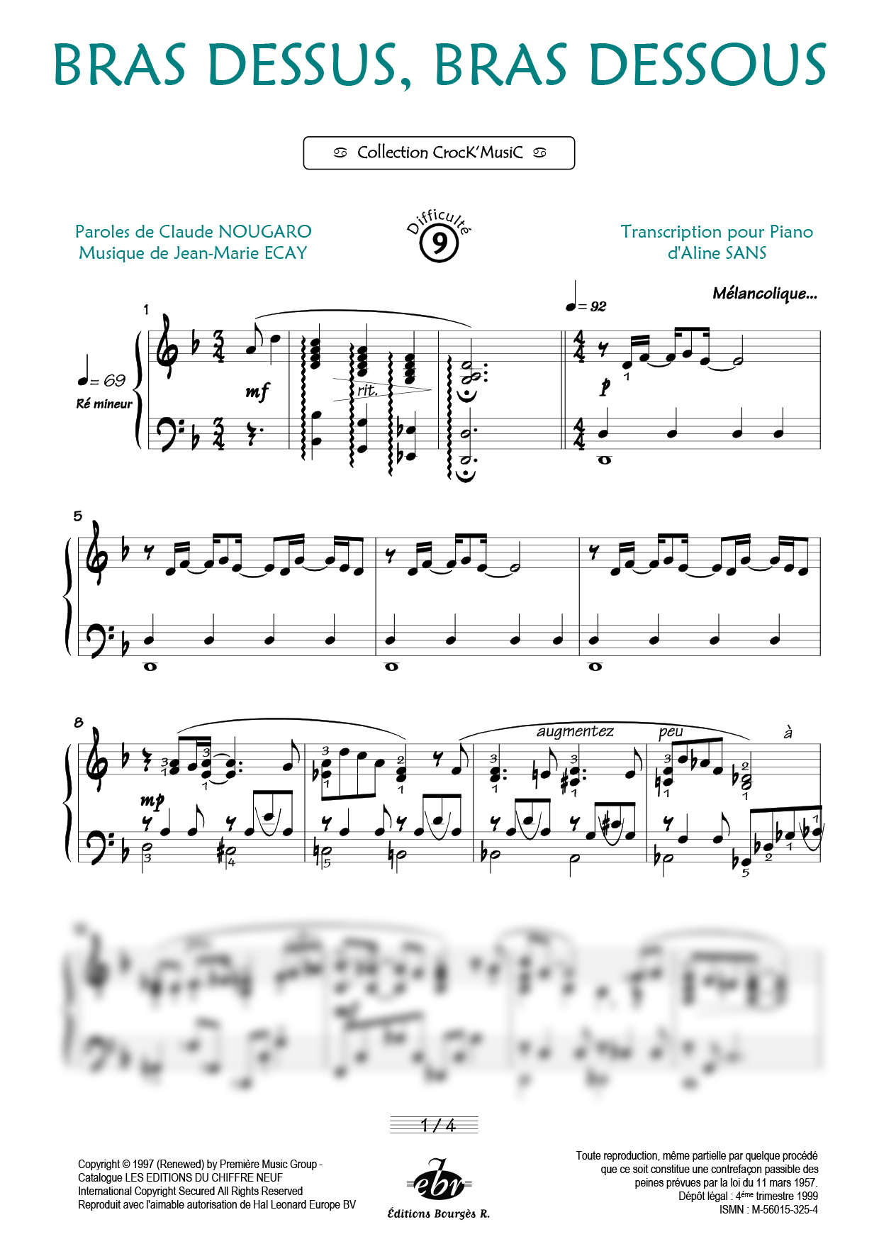 Bras dessus, bras dessous Piano Sheet Music from Editions Bourgès R.