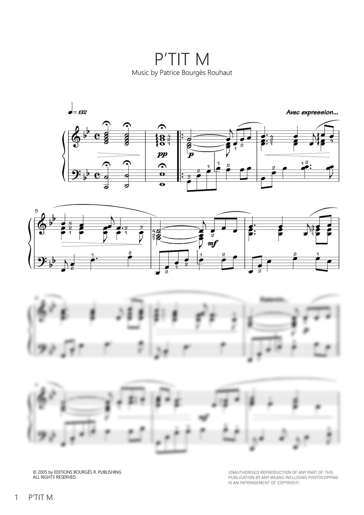 Partition piano P'TIT M de Patrice Bourgès Rouhaut