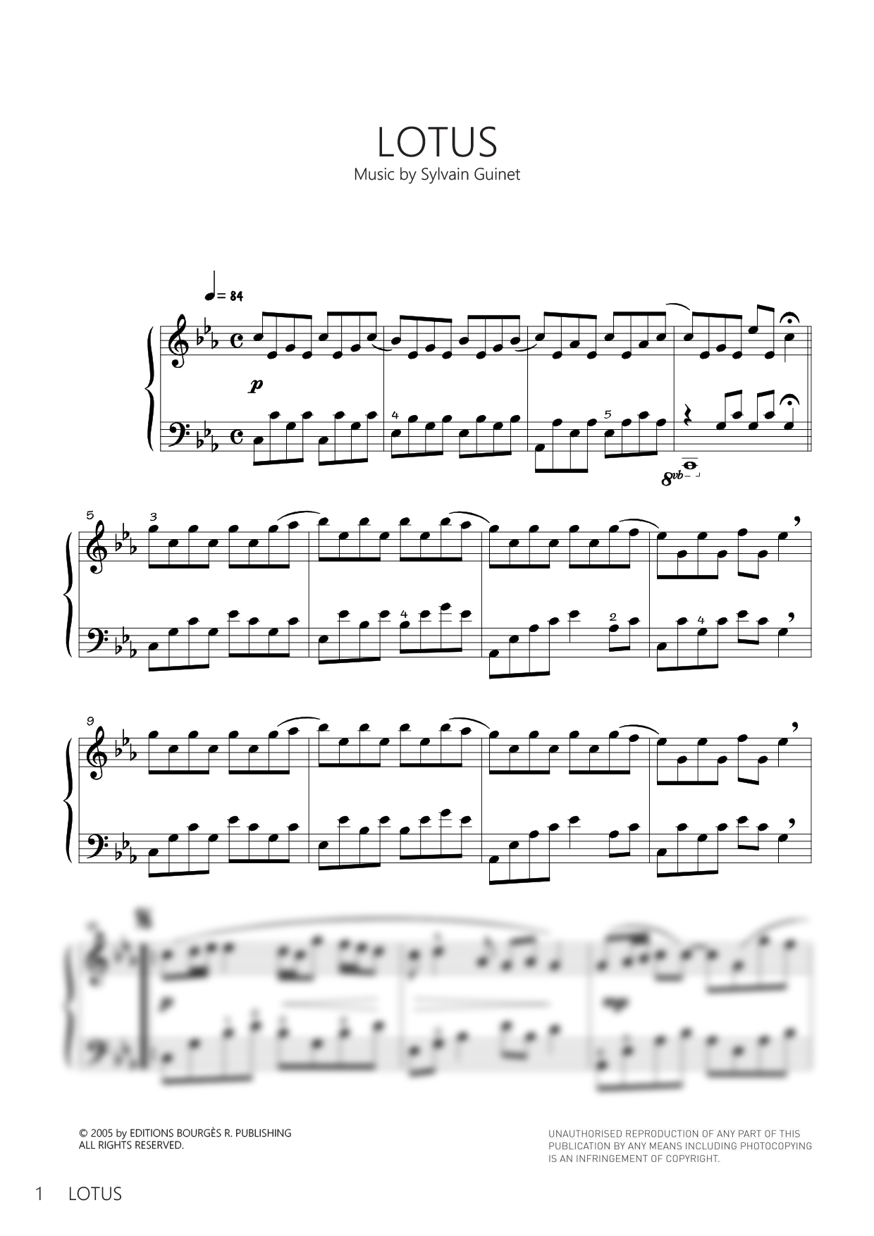 Partition piano Lotus de Sylvain Guinet