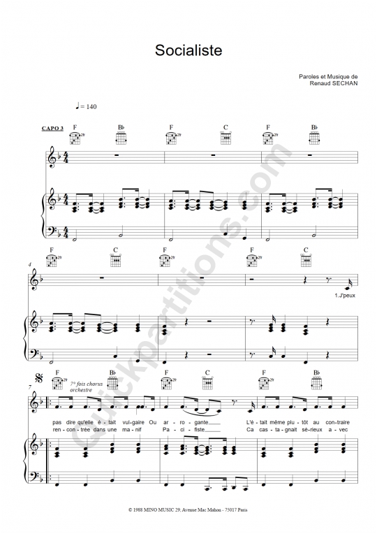 Partition piano Socialiste - Renaud