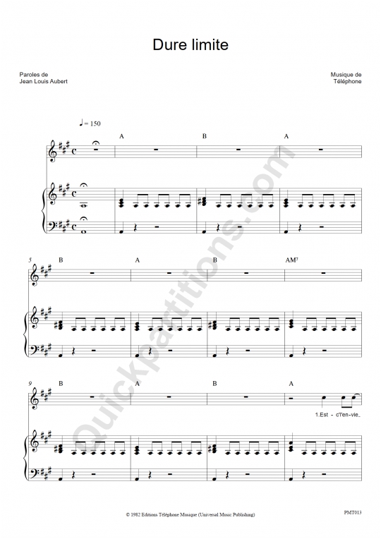 Dure limite Piano Sheet Music - Téléphone