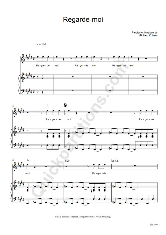 Regarde moi Piano Sheet Music - Téléphone
