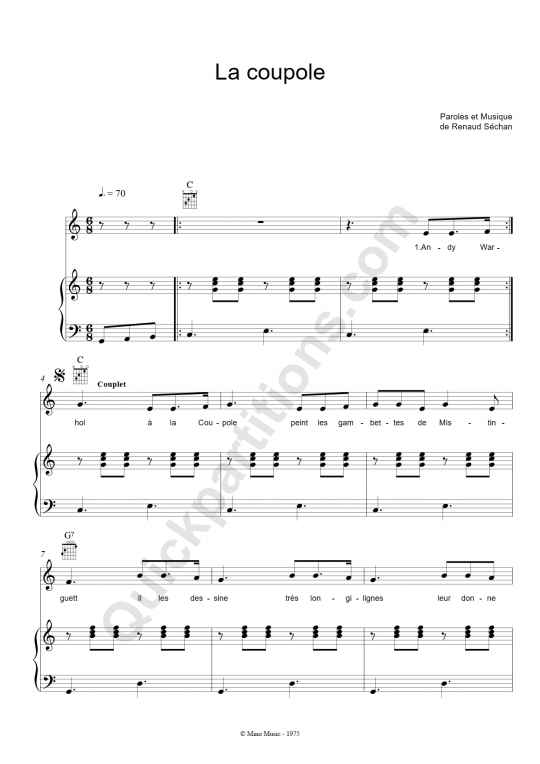 Partition piano La coupole - Renaud